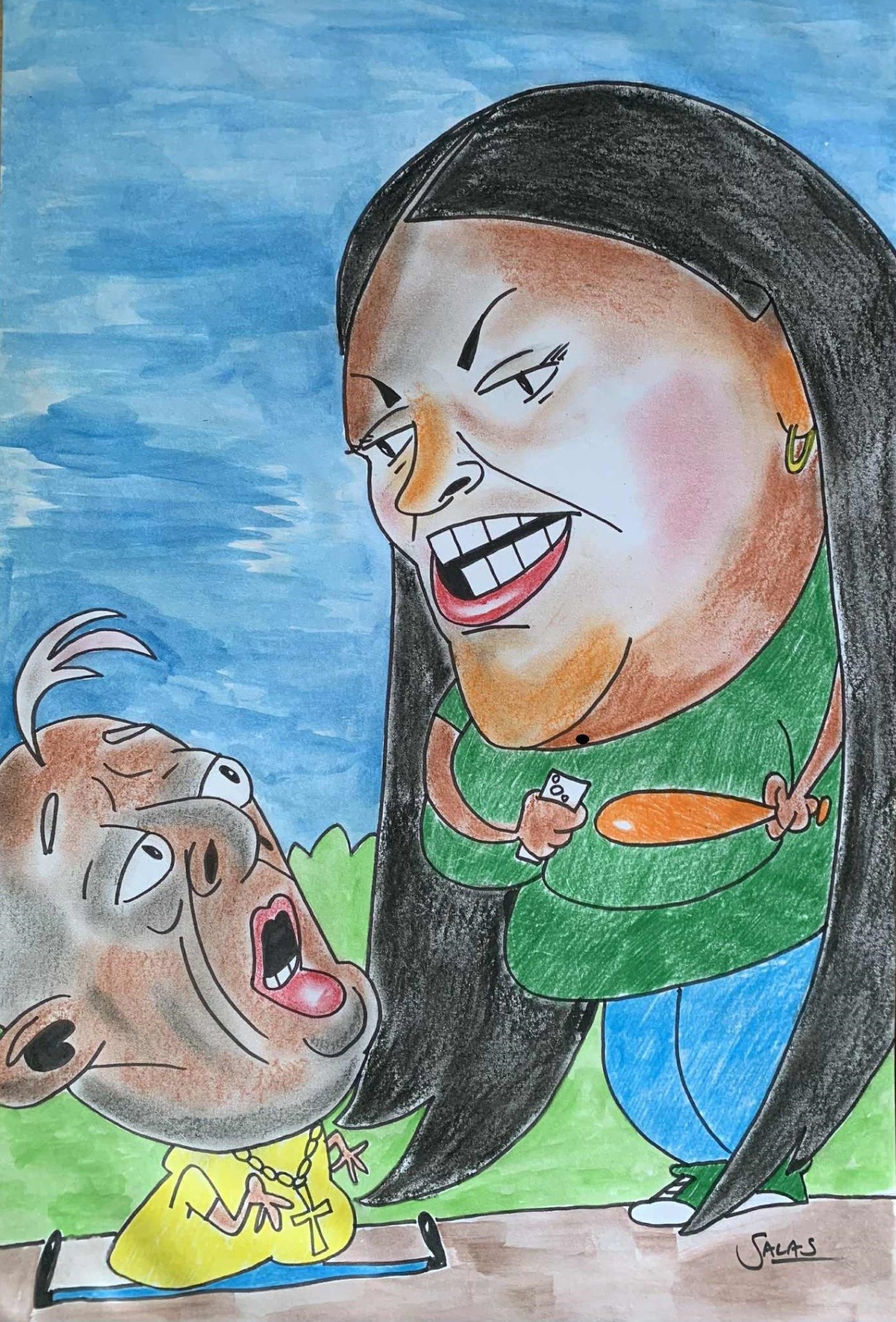 Los vergueruos, Óleo pastel, 2025