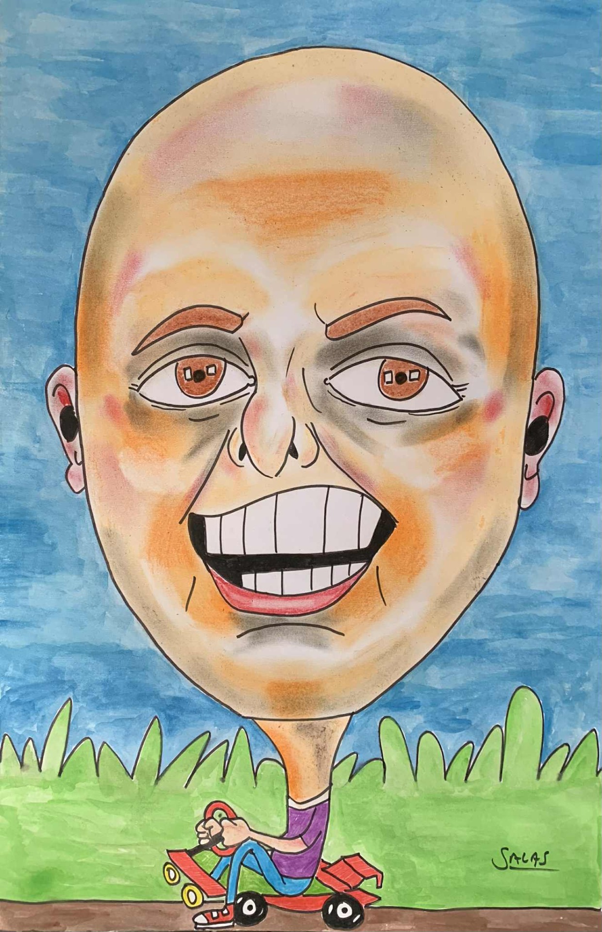 Luciano viajero, óleo pastel, 2025