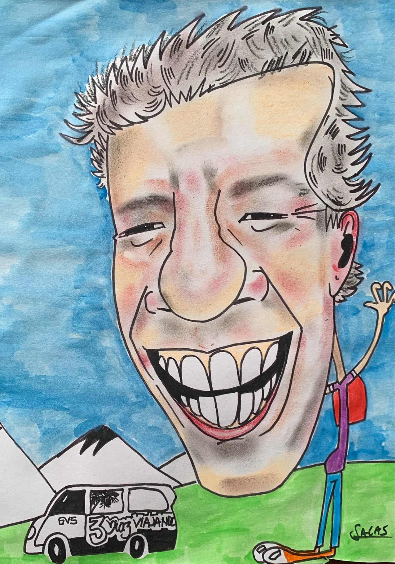 3 Diaz Viajando, óleo pastel, 2025