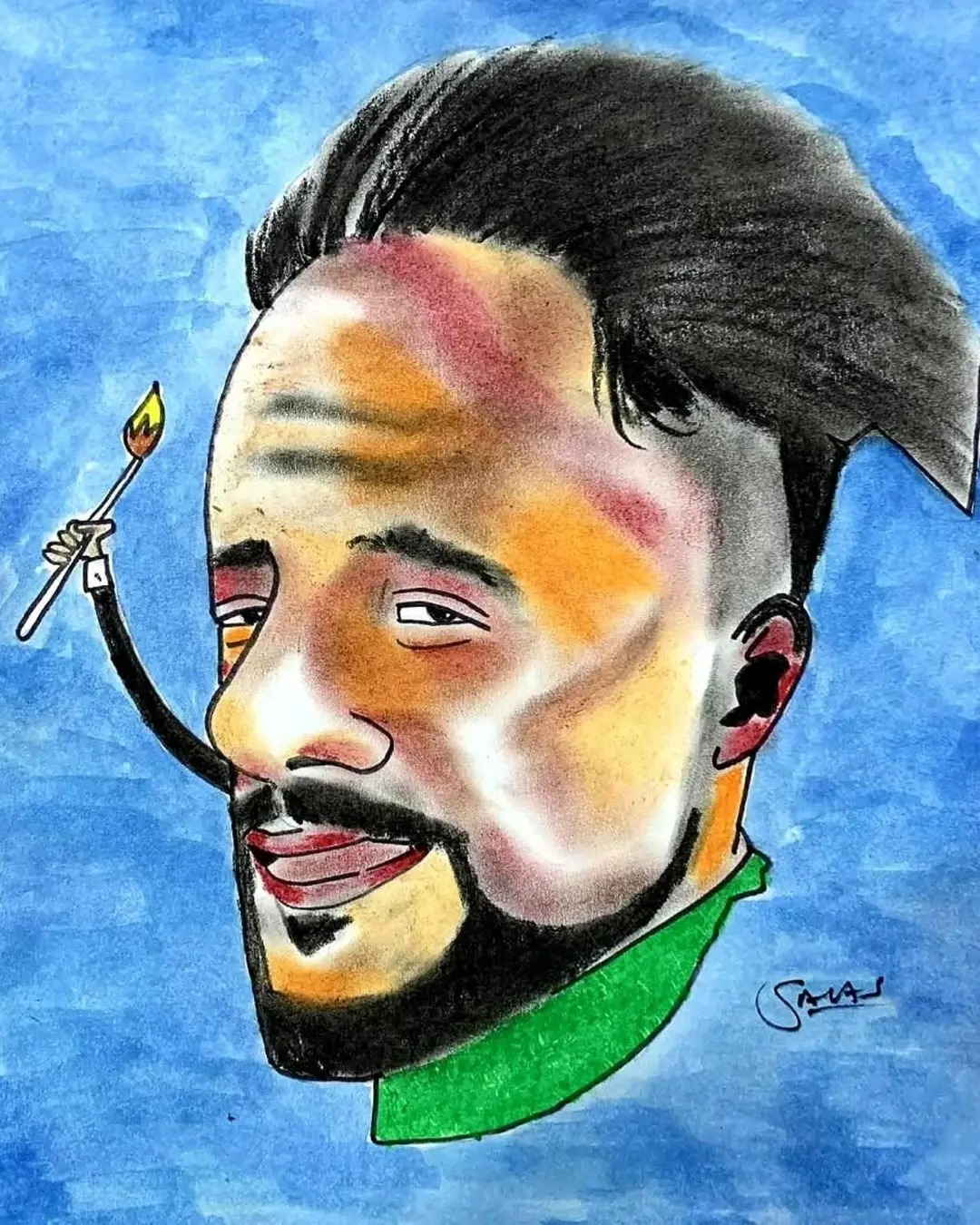 Anyelo, óleo pastel, 2025