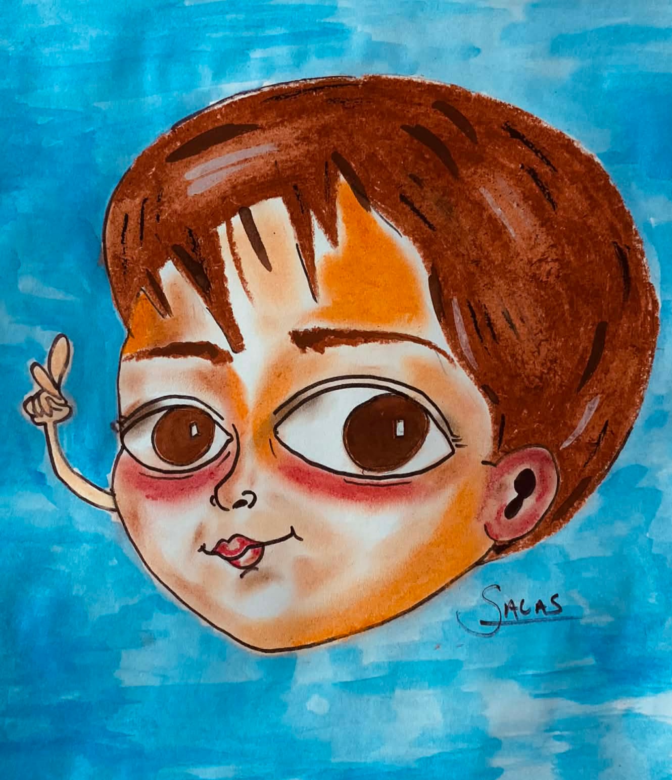 Sobrino gigante, óleo pastel, 2025